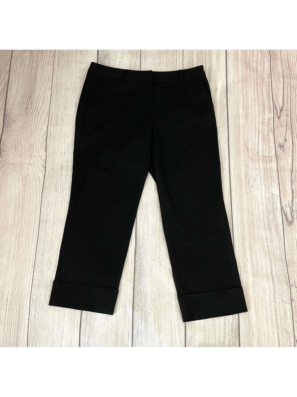 TRINA TURK Women’s Black Cuffed Cropped Capris Pants Size 12